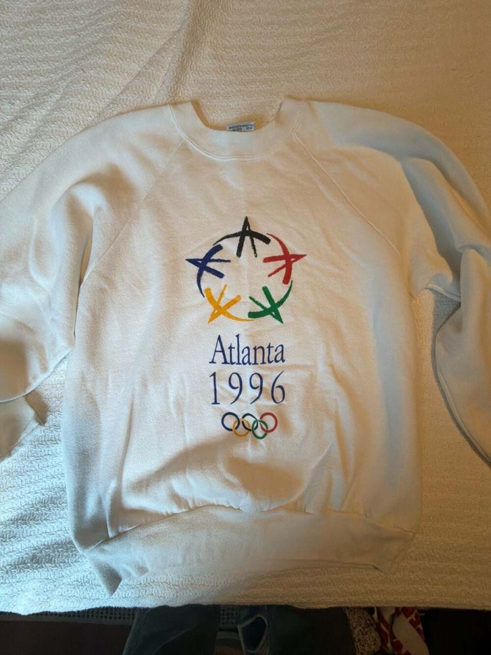 Vintage 1996 Atlanta Olympics Sweatshirt Crewneck Large White Oneita Power-Sweat